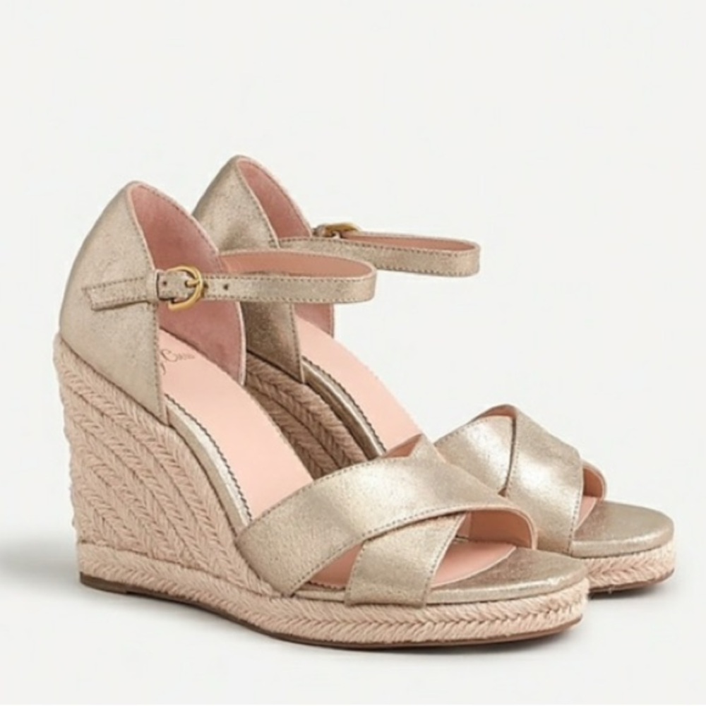 J.Crew metallic wedge sandals
